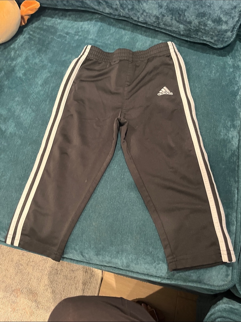 adidas Black Kids Track Pants with White Side Stripes